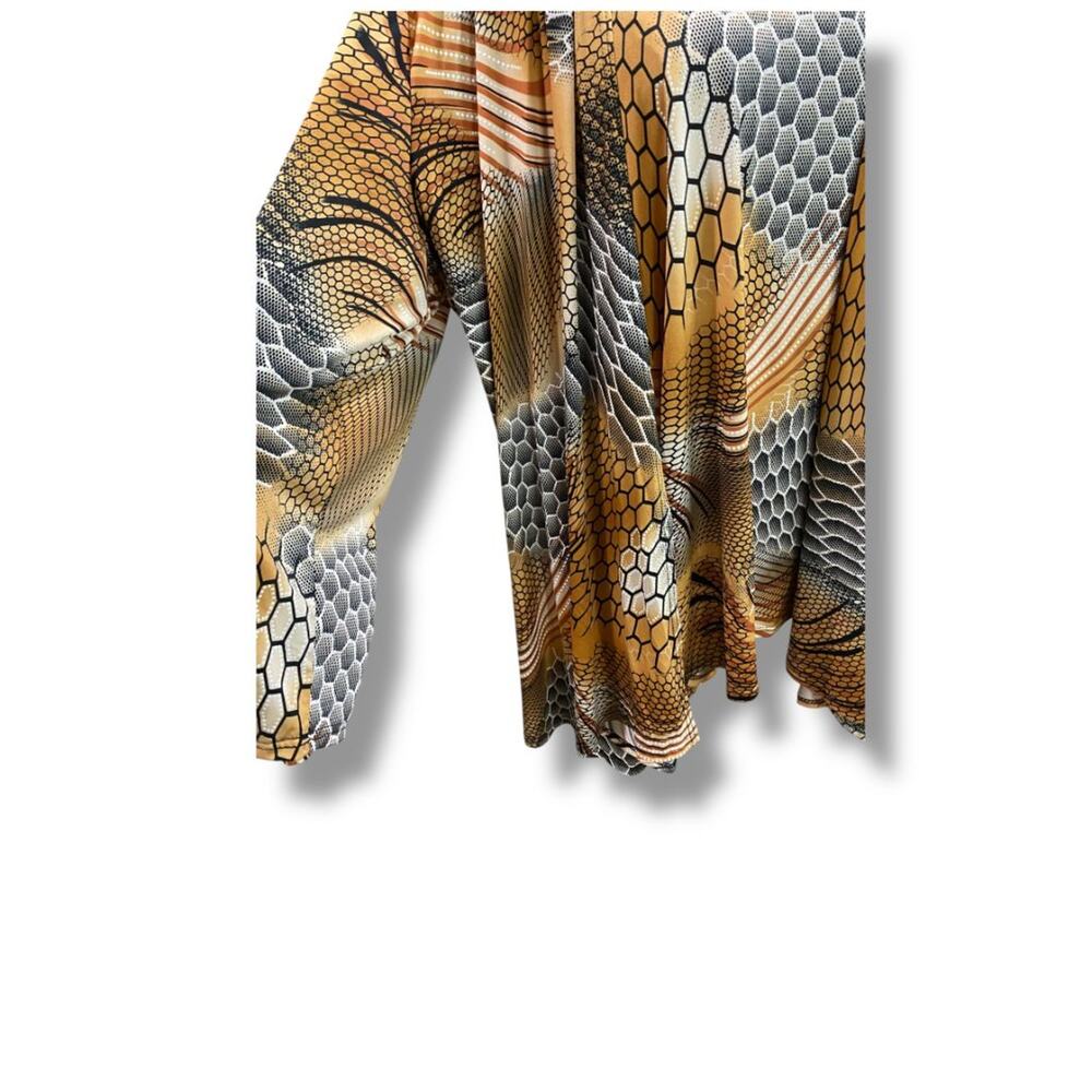 Size 3X LBisse Womens Shirt Pullover Faux Cardigan Abstract Reptile Print - Picture 3 of 7